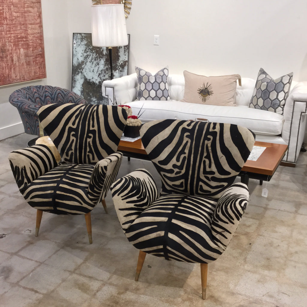 Pair of Mid Century Zebra Club Chairs Park Eighth